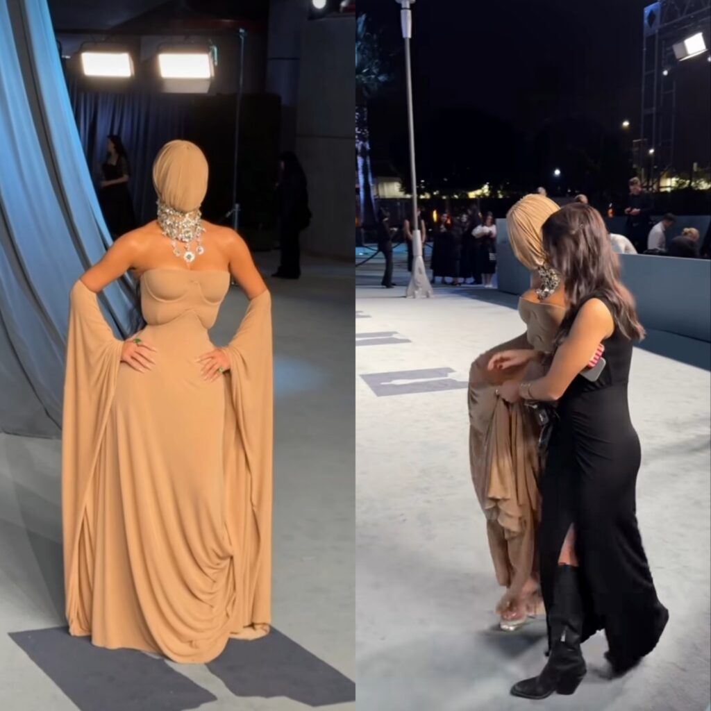 Kim Kardashian guided in masked gala look