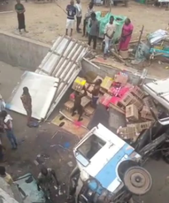 Truck plunges off Oshodi Bridge, man escapes death