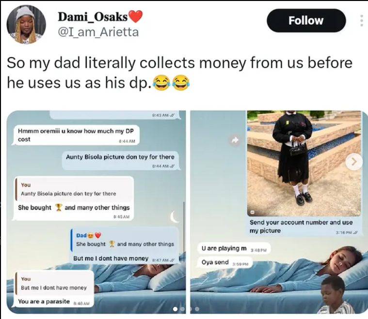 Nigerian dad collects posting fee before using daughter’s photo