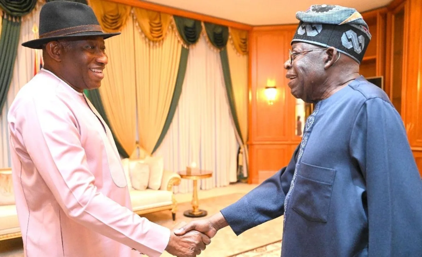 Goodluck Jonathan visits Aso Rock briefing Tinubu on Guinea-Bissau