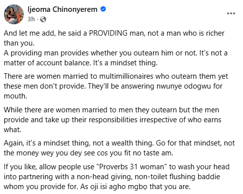 Nigerian woman reacts to marry providing men advice
